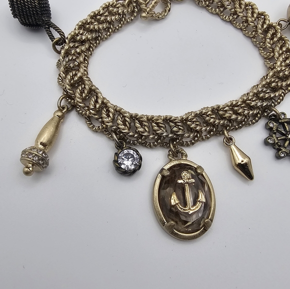 Banana Republic Nautical Rope Charm Bracelet T Clasp Bronze Brass - Picture 3 of 14